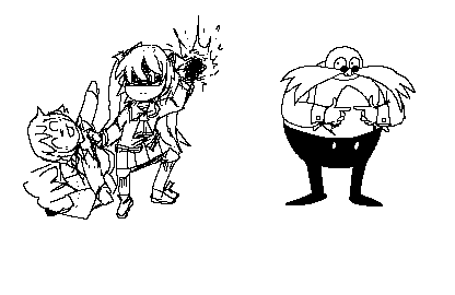 doppel beating the shit out of mayu and a random robotnik